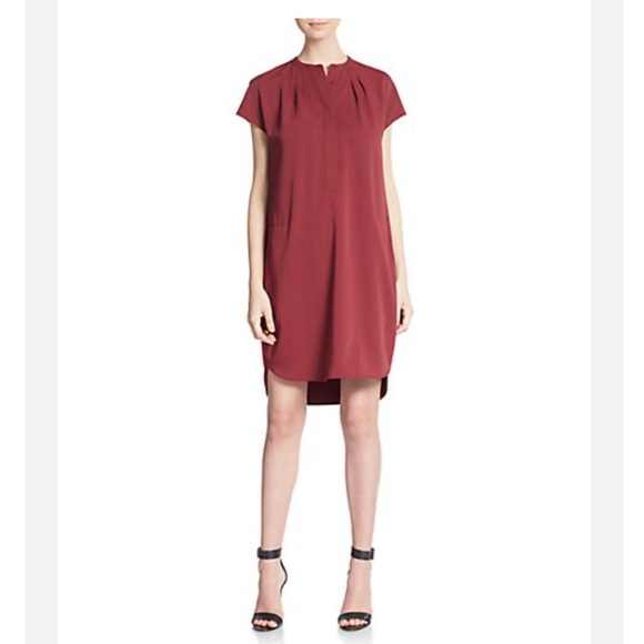 Vince Burgundy Knee-Length Silk Shirt Dress, Size M - Picture 4 of 4